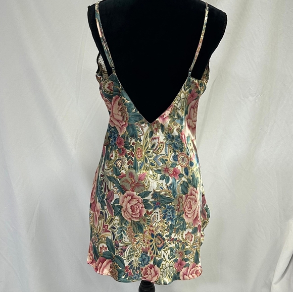 Vtg Victoria's Secret gold label lace satin floral nightie slip dress babydoll - Picture 2 of 11